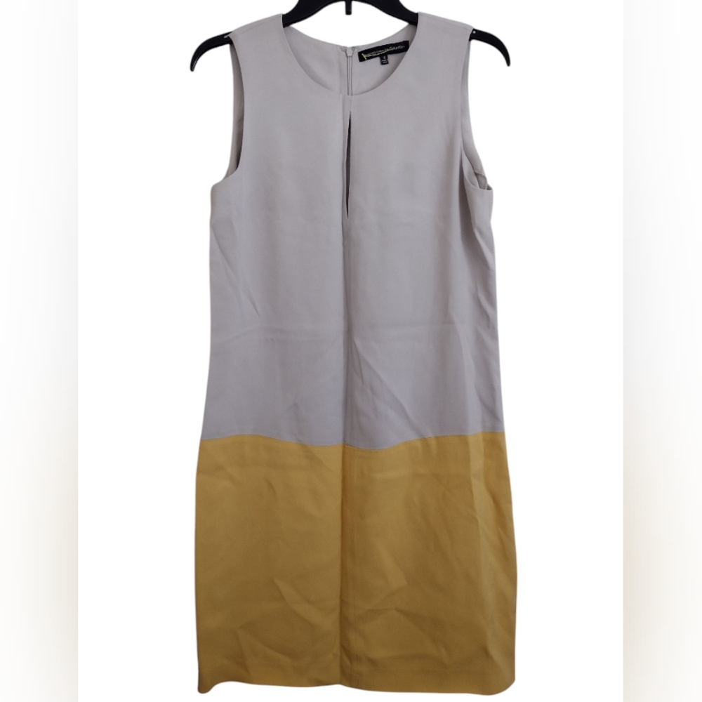 Francisco Costa For Calvin Klein Elegant Colorblock Grey Yellow Dress Size 8